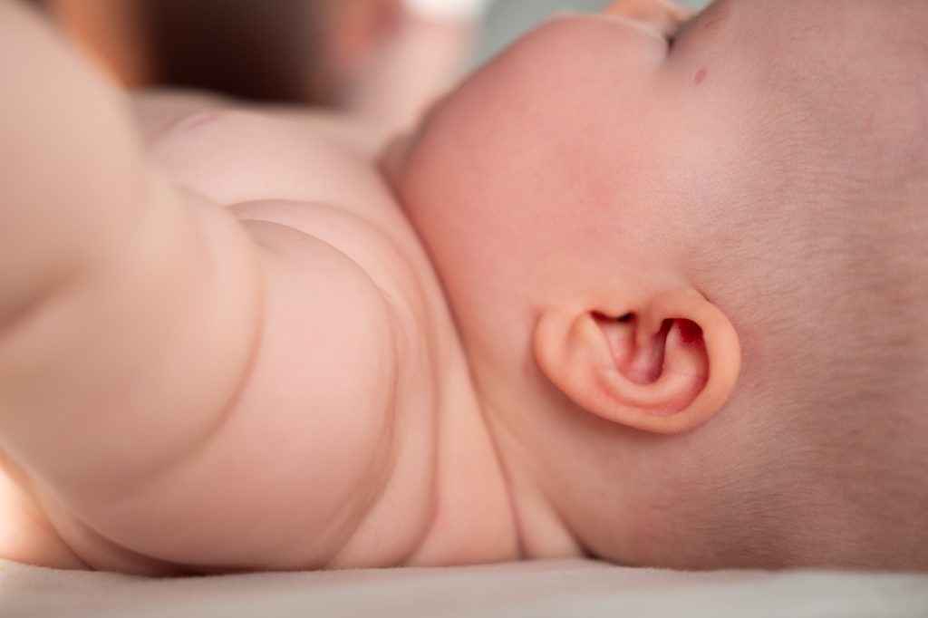 Little baby ears close up